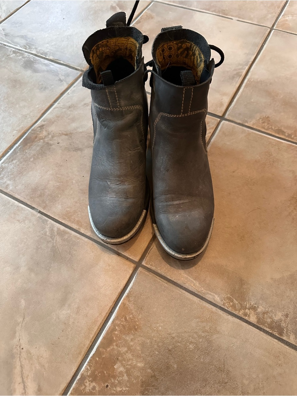Fly London Ankle Heeled Boots Grey Woman’s 9 w/ Laces